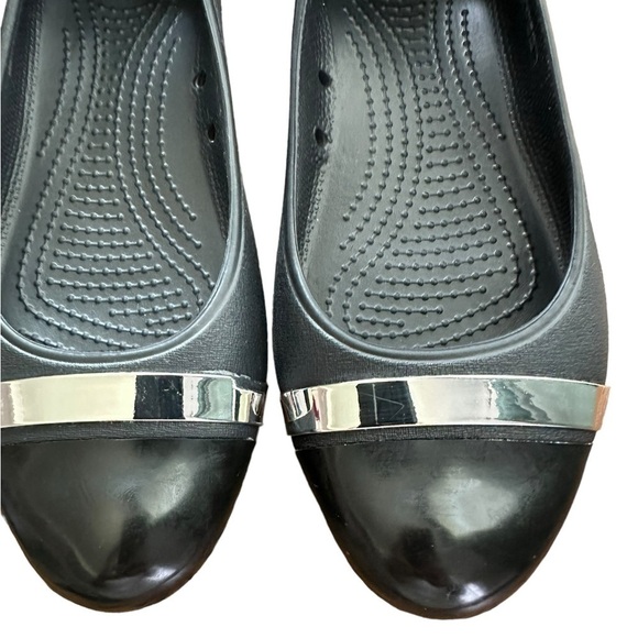 CROCS KADEE BLACK CAP TOE MIRROR BAND BALLET FLATS SIZE 8 - Picture 6 of 10